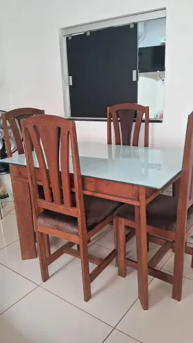 Mesa madeira angelin 4 cadeira
