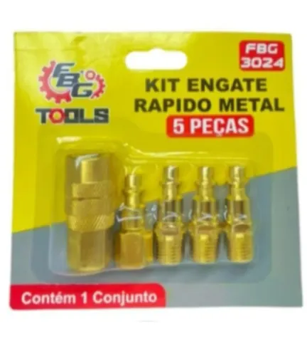 JOGO DE ENGATES RÁPIDOS PARA COMPRESSOR/PISTOLA DE PINTURA E FERRAMENTAS PNEUMÁTICO 