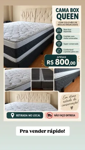 Cama box Queen + colchão
