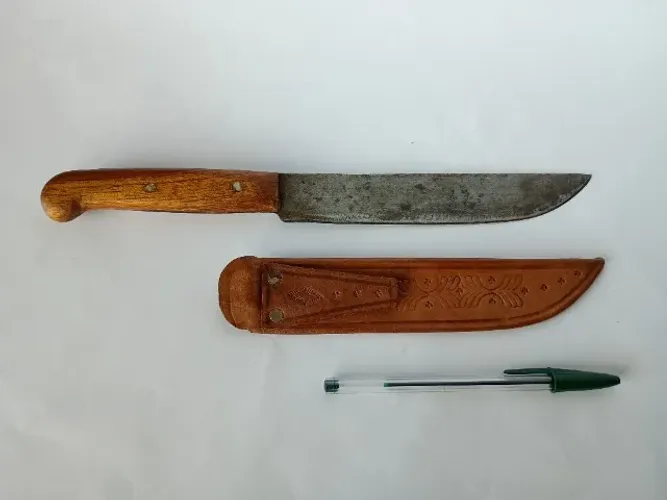 Faca artesanal em aço carbono 30cm  - Lâmina 7 polegadas - Com bainha