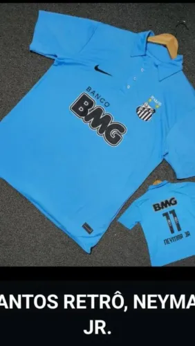 Camisa do Santos Azul Retrô Neymar Junior Número 11 Ano 2012