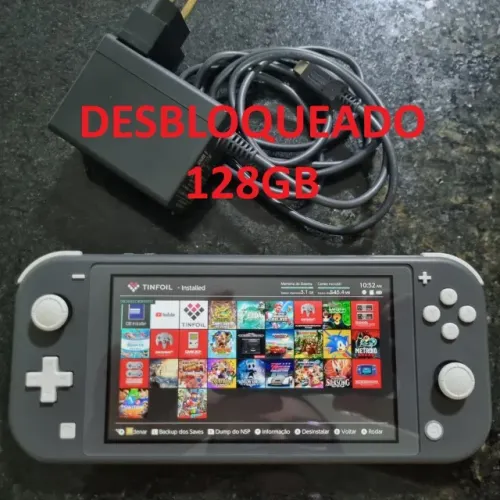 Nintendo Switch Lite, DESBLOQUEADO por chip, com fonte original e cartão 128GB