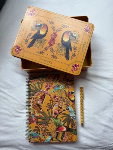 Kit Papelaria Farm Rio - Caixa Metálica + Caderno + Caneta