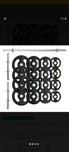 Kit anilha de ferro - 44 kg (Acompanha barra, halteres e presilhas)