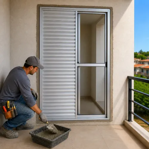 Porta balcão 3 folhas Linha 20 brilhante 210 x120 pagamento na entrega