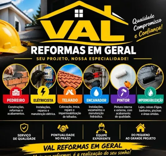 Serviço pedreiro eletricista encanador telhado pintor impermeabilização
