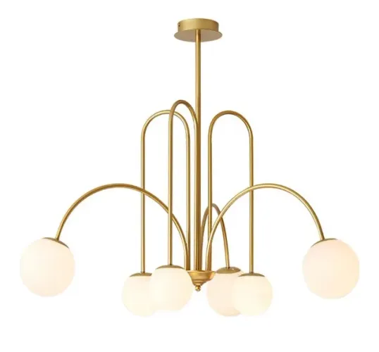 Lustre Luxo Dourado 6 globos LED