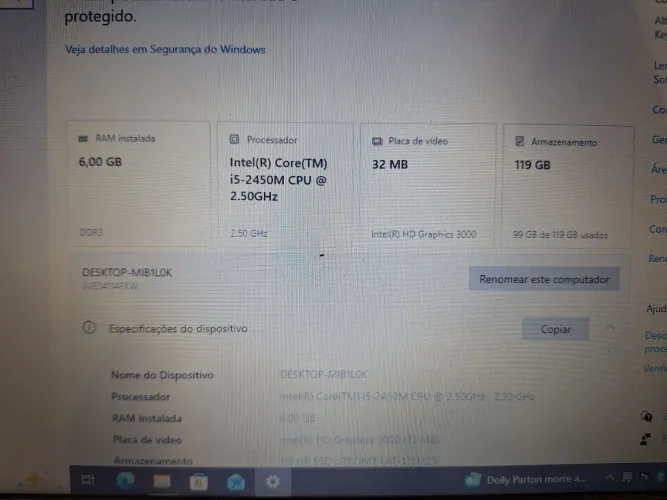 Notebook sony vaio I5 2 Gercao 6 Gigas de Ram HD SSD de 120