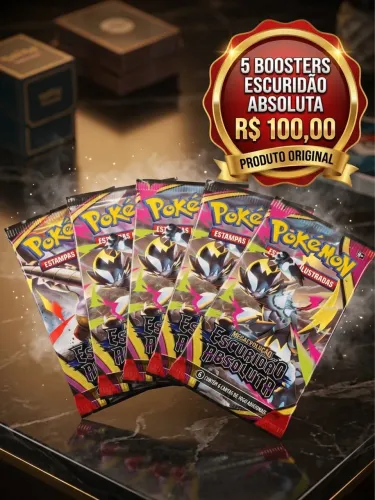 ? Kit 5 Boosters Pokémon TCG - Escuridão Absoluta (Produto Original Copag) ?