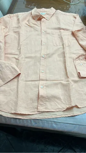 Camisa Linho Zara Nova cor laranja veste M fora de linha 
