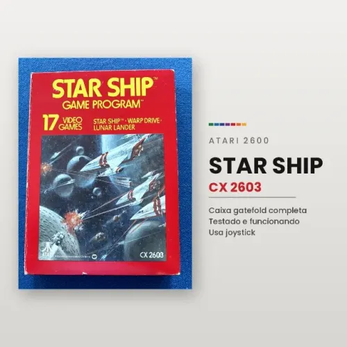 Jogo/Cartucho Atari 2600 Star Ship CX2603 caixa gatefold completa com manual