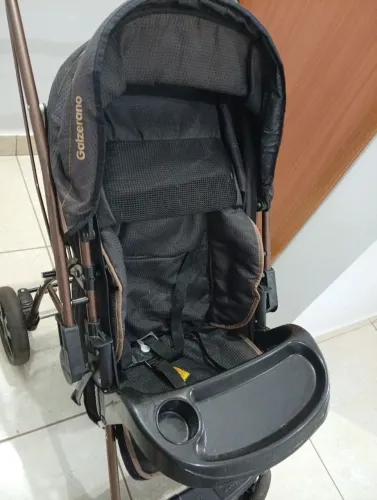 Kit Carrinho Galzerano Milano Reversível + Bebê Conforto Grid + Base Veicular - Semi Novo