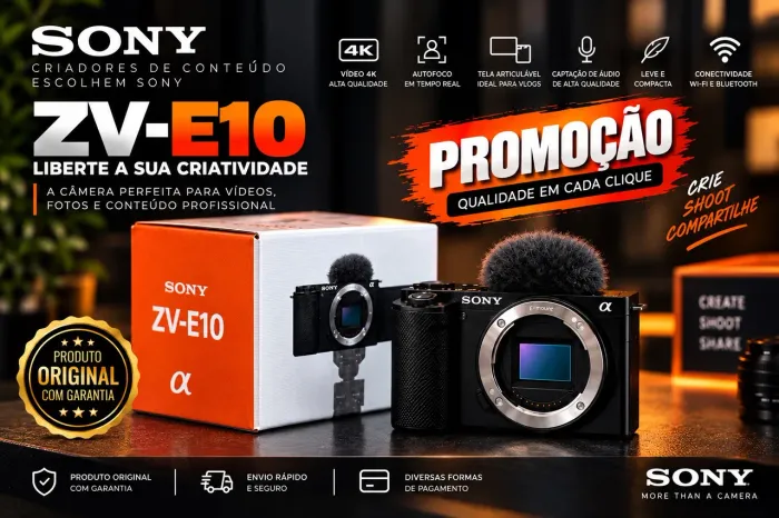 SONY ZV-E10 - CORPO - Câmera para Criadores de Conteúdo