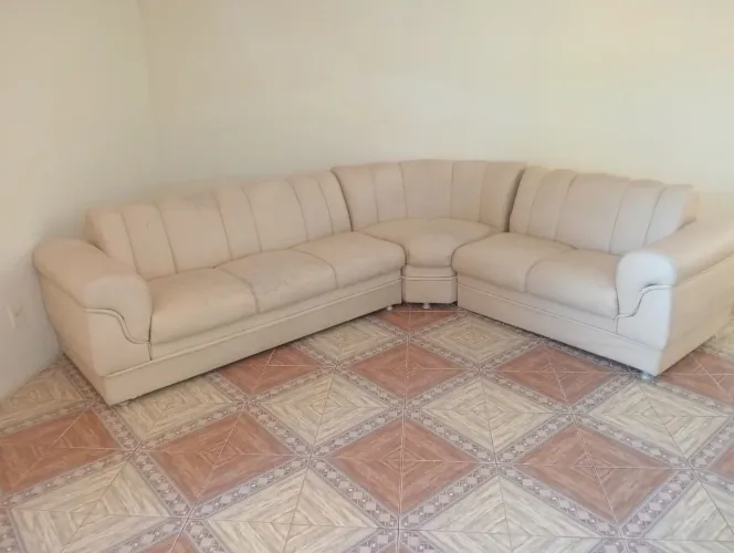 Sofá de Canto Modular Bege (3 Peças)