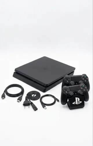 Console PlayStation 4 Slim 500GB Completo + 2 Controles + Cabos