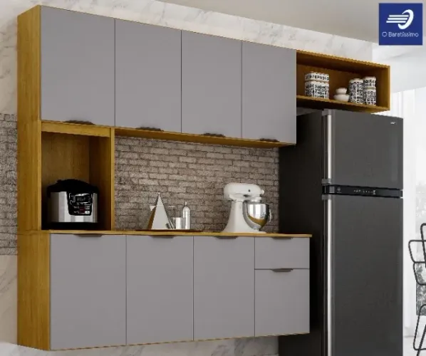 Cozinha Suspensa com Balcão Moderna Lacrada