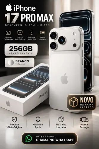 iPhone 17 Pro Max 256GB Branco | NOVO, LACRADO NA CAIXA | 100% ORIGINAL