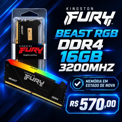 MEMÓRIA DDR4 KingstonFuryRGB 1x16 3200mhz