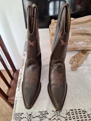 Bota Country Texana Western Cowboy Silverado, Nova, Toda em Couro Bovino Legítimo, N° 41