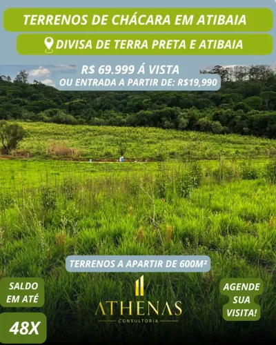 Terrenos plainos em Atibaia - Sem consulta ao Serasa & SPC
