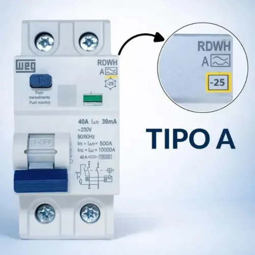 Interruptor Diferencial residual Weg RDWH-A-30-40-2 (Classe A)