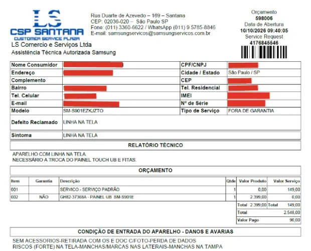 Galaxy S22 128GB Preto - Tela original NOVA trocada na Samsung + NF