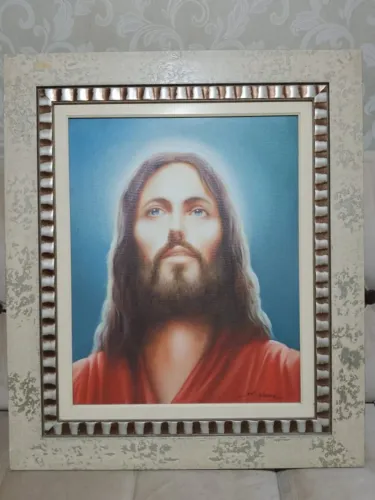 Quadro de Jesus Cristo - Pintura à óleo emoldurada em quadro de parede