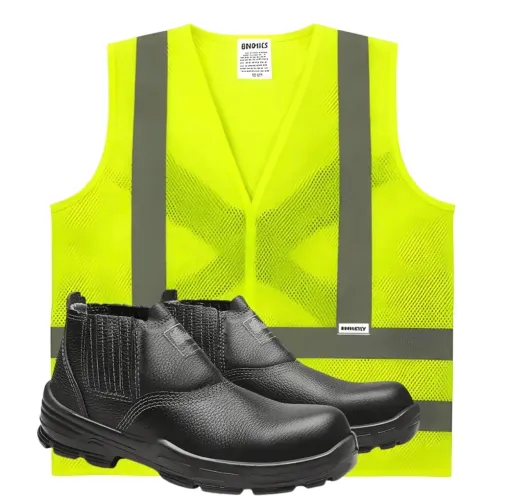 Kit bota de segurança e colete refletivo p/ obra entregador
