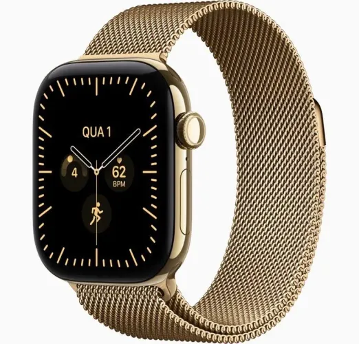 Apple Watch Series 12 ? 42mm Pulseira Milanês Dark Gold