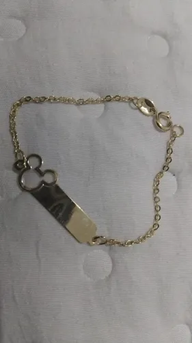Pulseira bebê para gravar nome folheada a ouro