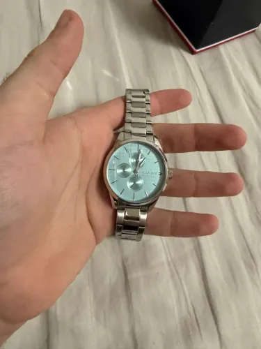 Relógio tommy Hilfiger unissex, aço prateado visor tiffany