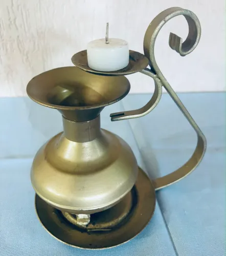 Difusor De Essência E Castiçal Vintage Metal Dourado