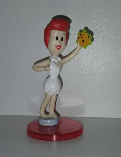 BONECA MINIATURA OS FLINTSTONES WILMA FLINTSTONE COLADA NA BASE