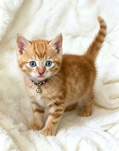 Gato laranjinha de olhos azuis com 50 dias