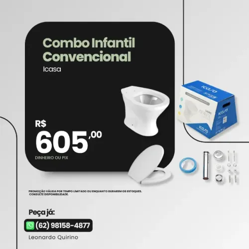 Combo Infantil Icasa - Vaso Sanitário Convencional Novo