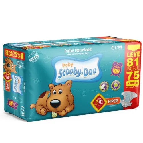 Fralda Baby Scooby-Doo Tamanho P - Pacote Hiper 81 Unidades
