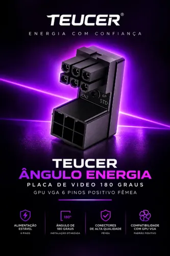 Adaptador Ângulo Energia Placa De Video 180 Graus Gpu Vga 6 Pinos Positivo (NOVO/LACRADO!)