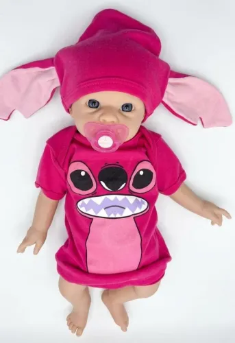 Bebê Reborn menina de silicone sólido 48 cm chupeta de verdade