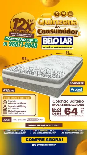 Colchão solteiro molas ensacadas probel