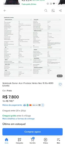 Vendo Notebook Gamer