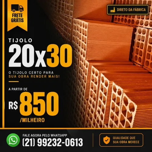 Tijolo 20x30 - Atacado e Varejo - Frete Grátis - Pronta entrega RJ