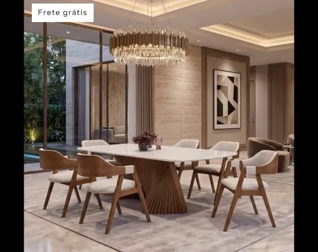Conjunto de mesa Lyon com base ripada