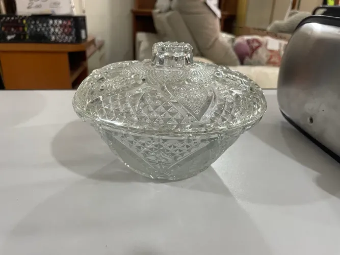 Bomboniere Vintage de Vidro Prensado Transparente