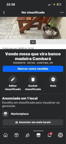 Vendo mesa que vira banco madeira maciça 