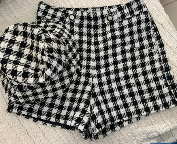 Conjunto Primark Pied-de-Poule ? Tamanho 40 | Shorts + Bucket Hat