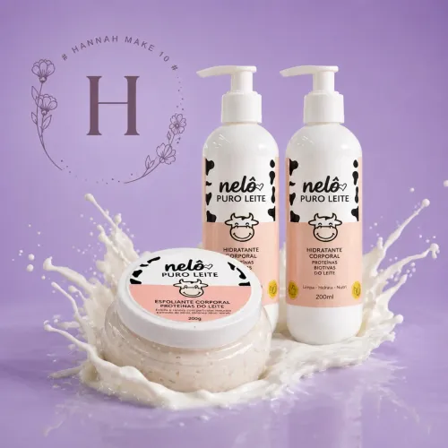 Kit Nelô Puro Leite Completo | Hidratante + Esfoliante + Sabonete