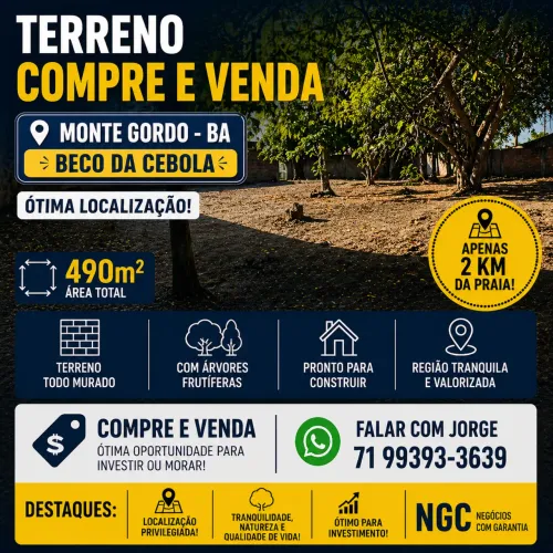 Vende-se terreno em monte gordo guarajuba