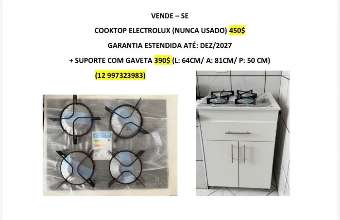 Cooktop 4 bocas a Gás, ELECTROLUX mesa de Vidro