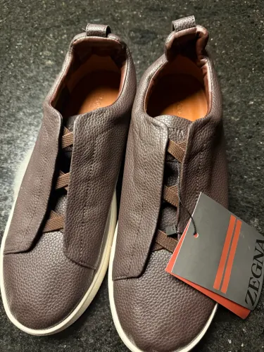 Tênis Ermenegildo Zegna Triple Stitch Marrom