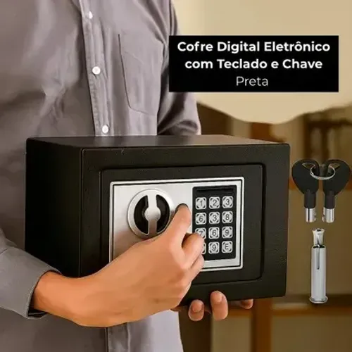 Cofre digital para segurança com senha de 3 a 8 dígitos 17x17x23cm Pronta Entrega